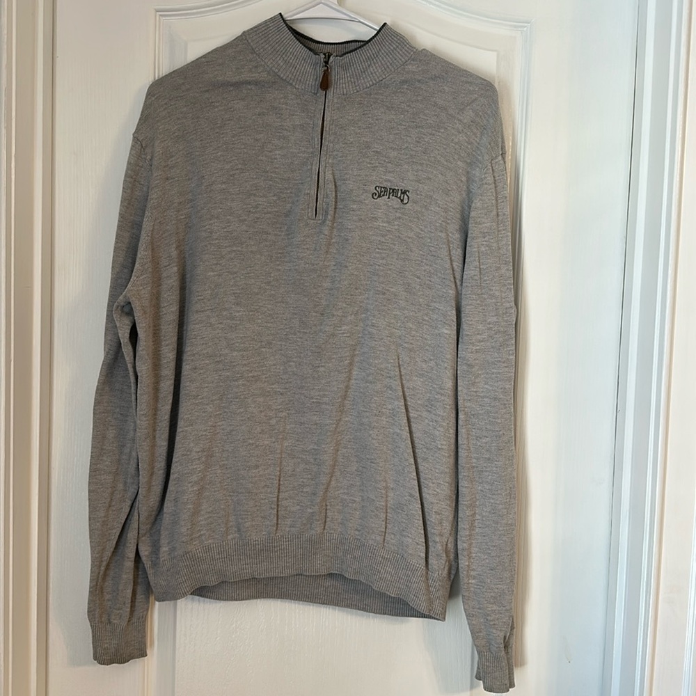 Johnnie-O Grey Sweater Long Sleeve 1/4 Zip Lightweight Soft - Medium - Picture 1 of 5